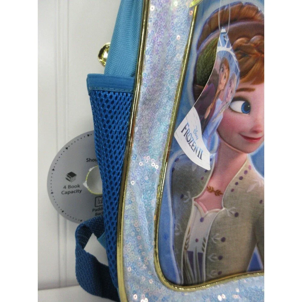 Disney Frozen II Backpack  Anna & Elsa Blue Sparkle School Laptop Bookbag Kids